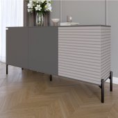Комод закритий у вітальню на чорних металевих ніжках LION Грей 154x38x76,5 см Антрацит/Кашемір (LION-041803) Комод закритий у вітальню на чорних металевих ніжках LION Грей 154x38x76,5 см Антрацит/Кашемір (LION-041803)
