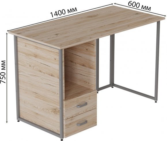 Комп'ютерний стіл Ferrum-decor Отто 75x140x60 сірий ДСП Дуб Сан-Марино 16мм (FRD-101504)