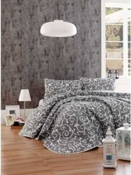 Покривало стьобане з наволочками B&W Merle siyah чорний 200х220 см 2000022189156