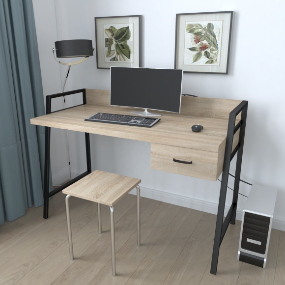 Письмовий стіл Ferrum-decor 750x1000x600 Чорний метал ДСП Дуб Сонома 32 мм (FRD-103425) Письмовий стіл Ferrum-decor 750x1000x600 Чорний метал ДСП Дуб Сонома 32 мм (FRD-103425)