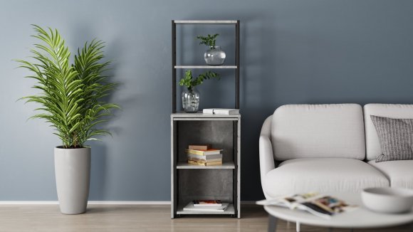 Стіл-тумба трансформер Смарт 3/1 з етажеркою Ferrum-decor 1430x1450x500 Чорний метал ДСП Бетон 16 мм (FRD-105115) Стіл-тумба трансформер Смарт 3/1 з етажеркою Ferrum-decor 1430x1450x500 Чорний метал ДСП Бетон 16 мм (FRD-105115)