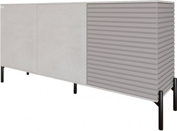 Комод закритий у вітальню на чорних металевих ніжках LION Грей 154x38x76,5 см Бетон Style/Кашемір (LION-041804)
