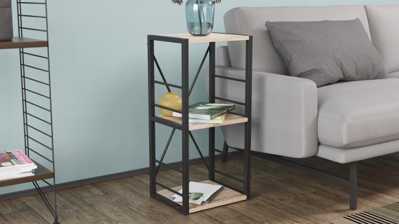Етажерка 3/34 Ferrum-decor Серії Конект 73x34x28 чорний ДСП Дуб Сан-Марино 16мм (FRD-104290)