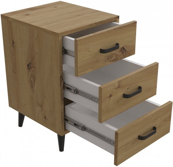 Тумба Віва 3 на конусних ніжках Ferrum-decor 56,5x35x40 Чорний метал ДСП Дуб Артизан 16 мм (FRD-106824) Тумба Віва 3 на конусних ніжках Ferrum-decor 56,5x35x40 Чорний метал ДСП Дуб Артизан 16 мм (FRD-106824)