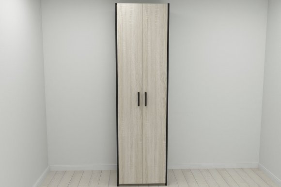 Шафа Гардероб Уні секція 6 серії Конект Ferrum-decor 220x60x50см Чорний метал ДСП Дуб Сонома 16 мм (FRD-104573)