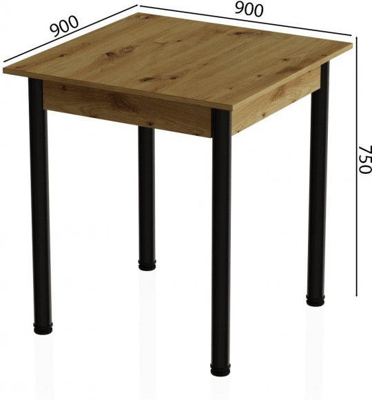 Стіл кухонний Ferrum-decor Агата 75x90x90 Чорний ДСП Дуб Артизан 16мм (FRD-105685)