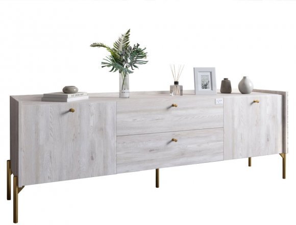 Тумба під телевізор з шухлядами LION Wood з золотими ніжками 160х65х40 см Самоа Димчастий (LION-043120) Тумба під телевізор з шухлядами LION Wood з золотими ніжками 160х65х40 см Самоа Димчастий (LION-043120)