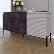 Комод закритий у вітальню на чорних металевих ніжках LION Грей 154x38x76,5 см Бетон темний/Кашемір (LION-041805)