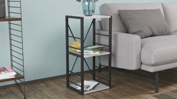 Етажерка 3/34 Ferrum-decor Серії Конект 73x34x28 чорний ДСП Бетон 16мм (FRD-104291)