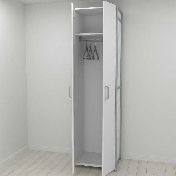 Шафа Гардероб Уні секція 6 серії Конект Ferrum-decor 220x60x50см Сірий метал ДСП Білий 16 мм (FRD-104575)