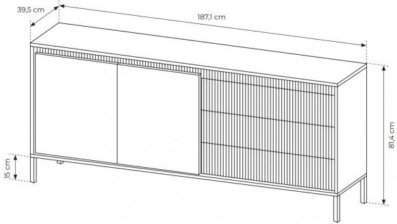 Комод Perfect Home Сенсо / Senso 2-дверний з 3 шухлядами 2D3S/187 Беж (PFH-091108)
