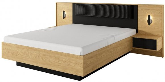 Тумби приліжкові 2 шт. Perfect Home Балтик / Baltic 1S/49 з 1 шухлядою та підсвіткою Дуб балтик/чорний (PFH-091378)