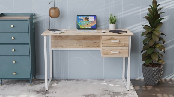 Письмовий стіл Ferrum-decor Гаррі 76x120x70 білий ДСП Дуб Сонома 32мм (FRD-101007)