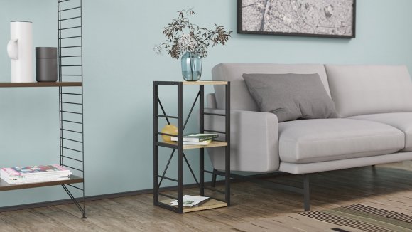 Етажерка 3/34 Ferrum-decor Серії Конект 73x34x28 чорний ДСП Дуб Сонома 16мм (FRD-104292)