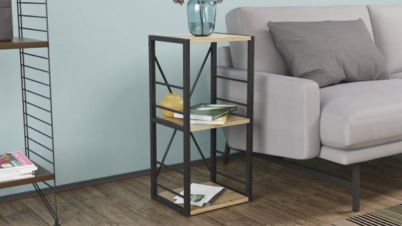 Етажерка 3/34 Ferrum-decor Серії Конект 73x34x28 чорний ДСП Дуб Сонома 16мм (FRD-104292)