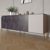 Комод на золотих металевих ніжках LION Грей 204x38x76,5 см Бетон темний/Кашемір (LION-042646) Комод на золотих металевих ніжках LION Грей 204x38x76,5 см Бетон темний/Кашемір (LION-042646)