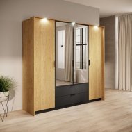 Шафа для одягу Perfect Home Балтик / Baltic 4D2S/220 4-дверна з дзеркалом Дуб балтик/чорний (PFH-091376) Шафа для одягу Perfect Home Балтик / Baltic 4D2S/220 4-дверна з дзеркалом Дуб балтик/чорний (PFH-091376)