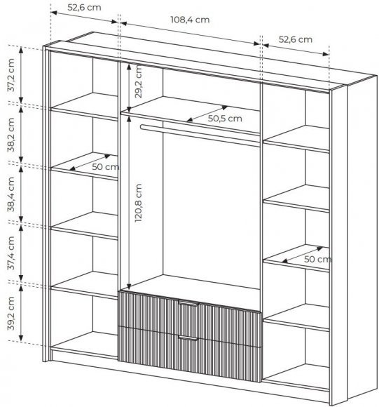 Шафа для одягу Perfect Home Балтик / Baltic 4D2S/220 4-дверна з дзеркалом Дуб балтик/чорний (PFH-091376)