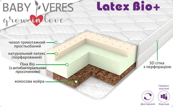 Матрац Baby Veres Latex Bio+ Air 80х160х22 см 53.4444.02