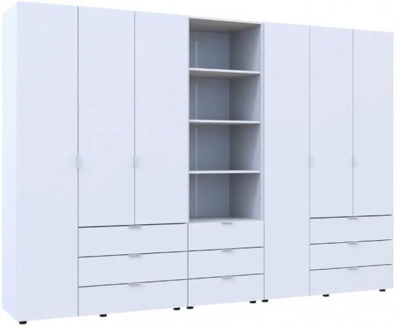 Шафа для одягу Doros Гелар Білий 3+3ДСП з пеналом 292.4х49.5х203.4 (DRS-011923)