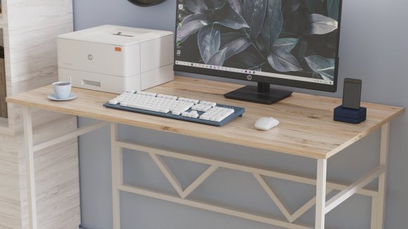 Комп'ютерний стіл Ferrum-decor Раян 75x120x60 білий ДСП Дуб Сан-Марино 16мм (FRD-101134)
