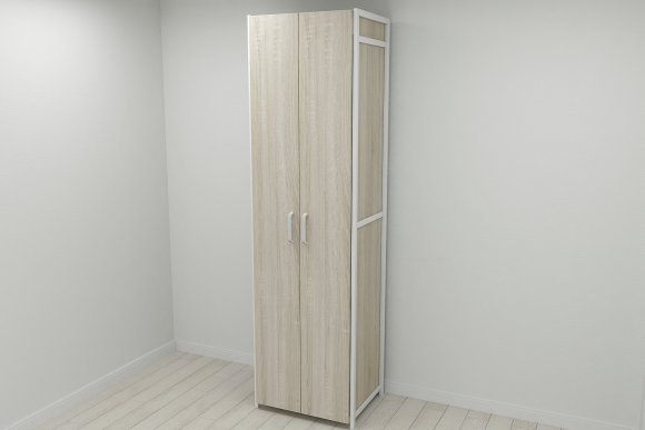 Шафа Гардероб Уні секція 6 серії Конект Ferrum-decor 220x60x50см Білий метал ДСП Дуб Сонома 16 мм (FRD-104581)