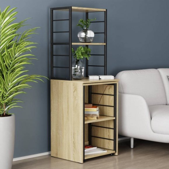 Стіл-тумба трансформер Смарт 3/2 з етажеркою Ferrum-decor 1430x1450x600 Чорний метал ДСП Дуб Сонома 16 мм (FRD-105119) Стіл-тумба трансформер Смарт 3/2 з етажеркою Ferrum-decor 1430x1450x600 Чорний метал ДСП Дуб Сонома 16 мм (FRD-105119)