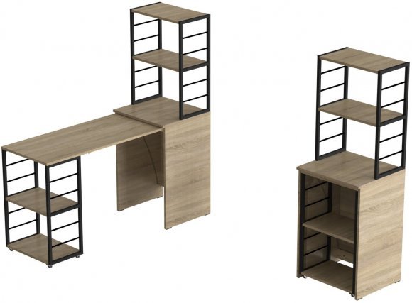 Стіл-тумба трансформер Смарт 3/2 з етажеркою Ferrum-decor 1430x1450x600 Чорний метал ДСП Дуб Сонома 16 мм (FRD-105119) Стіл-тумба трансформер Смарт 3/2 з етажеркою Ferrum-decor 1430x1450x600 Чорний метал ДСП Дуб Сонома 16 мм (FRD-105119)