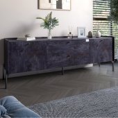 Тумба під телевізор з шухлядами LION Wood з чорними ніжками 160х65х40 см Бетон темний (LION-043124)