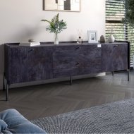 Тумба під телевізор з шухлядами LION Wood з чорними ніжками 160х65х40 см Бетон темний (LION-043124)