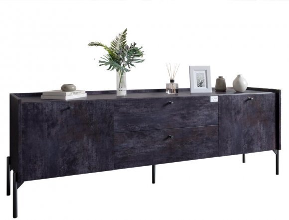 Тумба під телевізор з шухлядами LION Wood з чорними ніжками 160х65х40 см Бетон темний (LION-043124) Тумба під телевізор з шухлядами LION Wood з чорними ніжками 160х65х40 см Бетон темний (LION-043124)