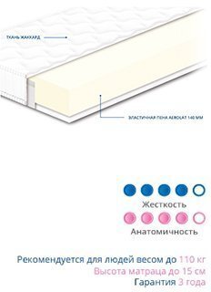 Матрац безпружинний Нео 140х190х15 см
