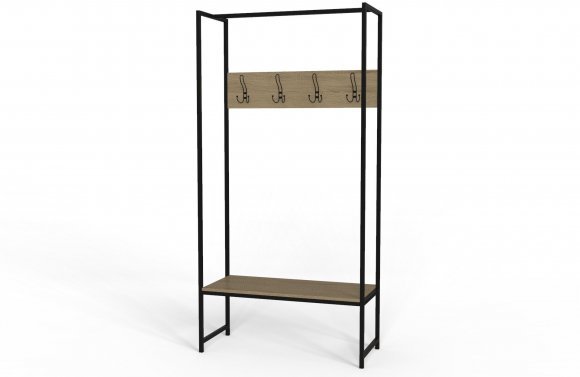 Вішалка модульна підлогова Ferrum-decor Треліс 12 180x90x38 чорний ДСП Дуб Сонома 16мм (FRD-104310)