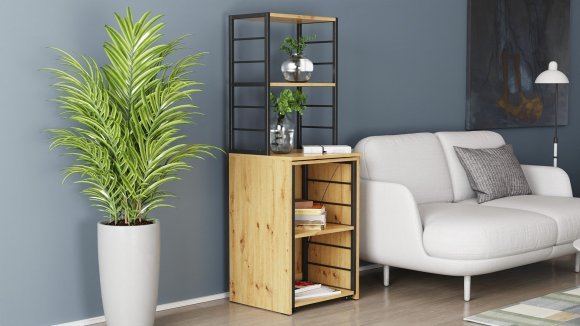 Стіл-тумба трансформер Смарт 3/2 з етажеркою Ferrum-decor 1430x1450x600 Чорний метал ДСП Дуб Артизан 16 мм (FRD-105121) Стіл-тумба трансформер Смарт 3/2 з етажеркою Ferrum-decor 1430x1450x600 Чорний метал ДСП Дуб Артизан 16 мм (FRD-105121)