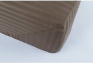 Простирадло Готель сатин страйп 1х1 кава Туреччина 160х200х25 см на резинці Простирадло Готель сатин страйп 1х1 кава Туреччина 160х200х25 см на резинці