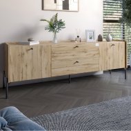Тумба під телевізор з шухлядами LION Wood з чорними ніжками 160х65х40 см Дуб Аппалачі (LION-043126)