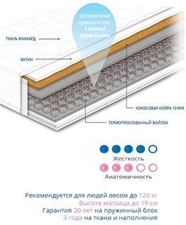Матрац пружинний Чемпіон Cocos 1 160х200х19 см