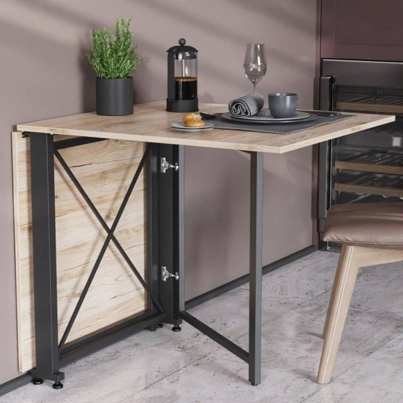 Стіл-книжка трансформер Оріон 2 Ferrum-decor 750x1520x730 Чорний метал ДСП Дуб Сан-Марино 16 мм (FRD-104584)