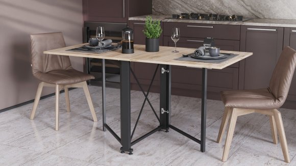 Стіл-книжка трансформер Оріон 2 Ferrum-decor 750x1520x730 Чорний метал ДСП Дуб Сан-Марино 16 мм (FRD-104584)