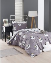 Постільна білизна Home Perfect Ranforce Panda star сірий євро 200х220 см Постільна білизна Home Perfect Ranforce Panda star сірий євро 200х220 см