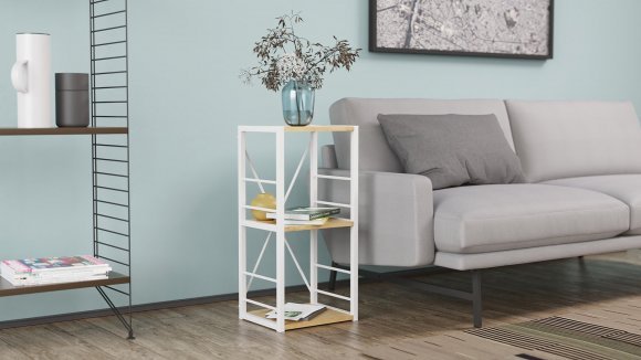 Етажерка 3/34 Ferrum-decor Серії Конект 73x34x28 білий ДСП Дуб Артизан 16мм (FRD-104297)