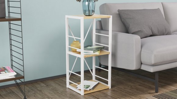 Етажерка 3/34 Ferrum-decor Серії Конект 73x34x28 білий ДСП Дуб Артизан 16мм (FRD-104297)