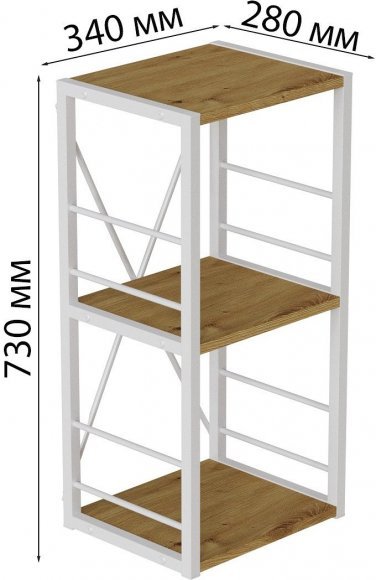Етажерка 3/34 Ferrum-decor Серії Конект 73x34x28 білий ДСП Дуб Артизан 16мм (FRD-104297)