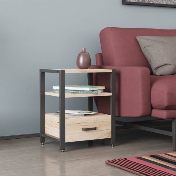 Тумба універсальна Ferrum-decor Вів'єн 1/1 50x41x40 чорний ДСП Дуб Сан-Марино 16мм (FRD-104140)