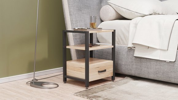 Тумба універсальна Ferrum-decor Вів'єн 1/1 50x41x40 чорний ДСП Дуб Сан-Марино 16мм (FRD-104140)