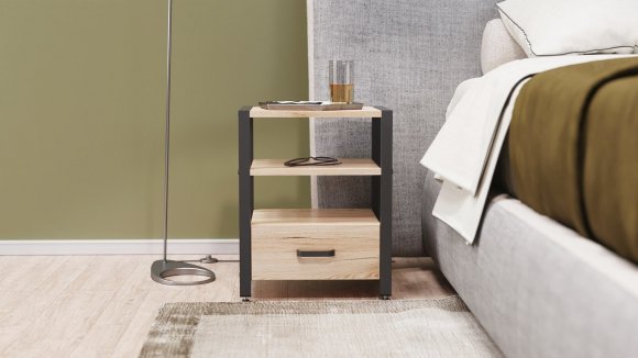 Тумба універсальна Ferrum-decor Вів'єн 1/1 50x41x40 чорний ДСП Дуб Сан-Марино 16мм (FRD-104140)