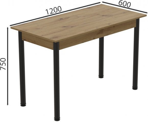 Стіл кухонний Ferrum-decor Беніта 75x120x60 Чорний ДСП Дуб Артизан 16мм (FRD-105691) Стіл кухонний Ferrum-decor Беніта 75x120x60 Чорний ДСП Дуб Артизан 16мм (FRD-105691)