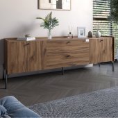 Тумба під телевізор з шухлядами LION Wood з чорними ніжками 160х65х40 см Дуб Ліворно (LION-043128)
