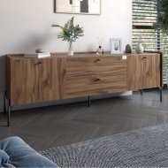 Тумба під телевізор з шухлядами LION Wood з чорними ніжками 160х65х40 см Дуб Ліворно (LION-043128)