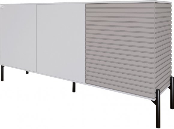 Комод закритий у вітальню на чорних металевих ніжках LION Грей 154x38x76,5 см Німфея Альба (білий)/Кашемір (LION-041814)